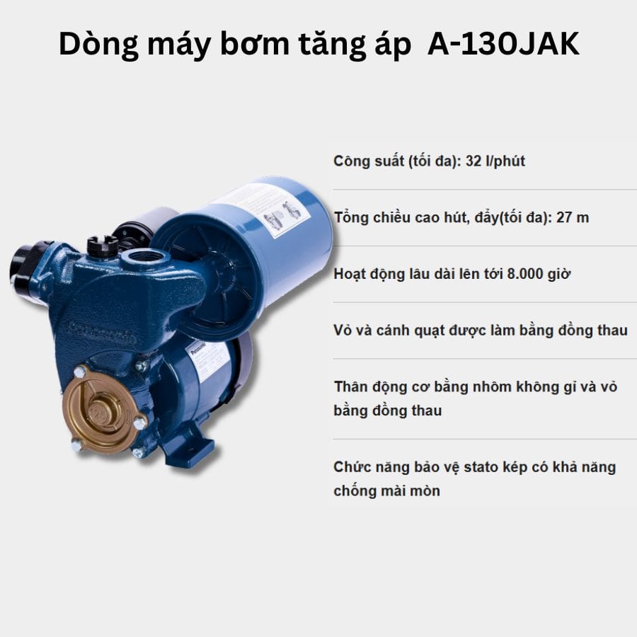 Bơm tăng áp Panasonic A-130JAK 125W Bơm tăng áp Panasonic A-130JAK 125W