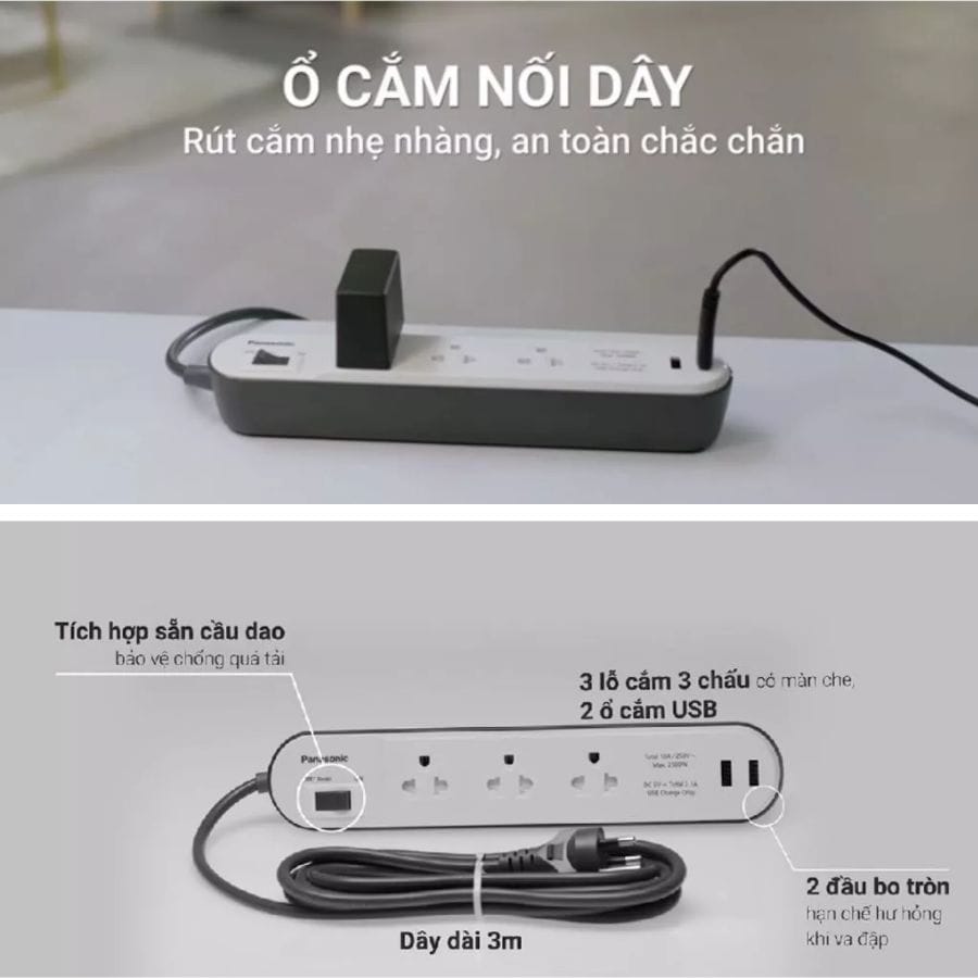 Phích cắm đa năng Panasonic WCHG243322W-VN tiện lợi Phích cắm đa năng Panasonic WCHG243322W-VN tiện lợi