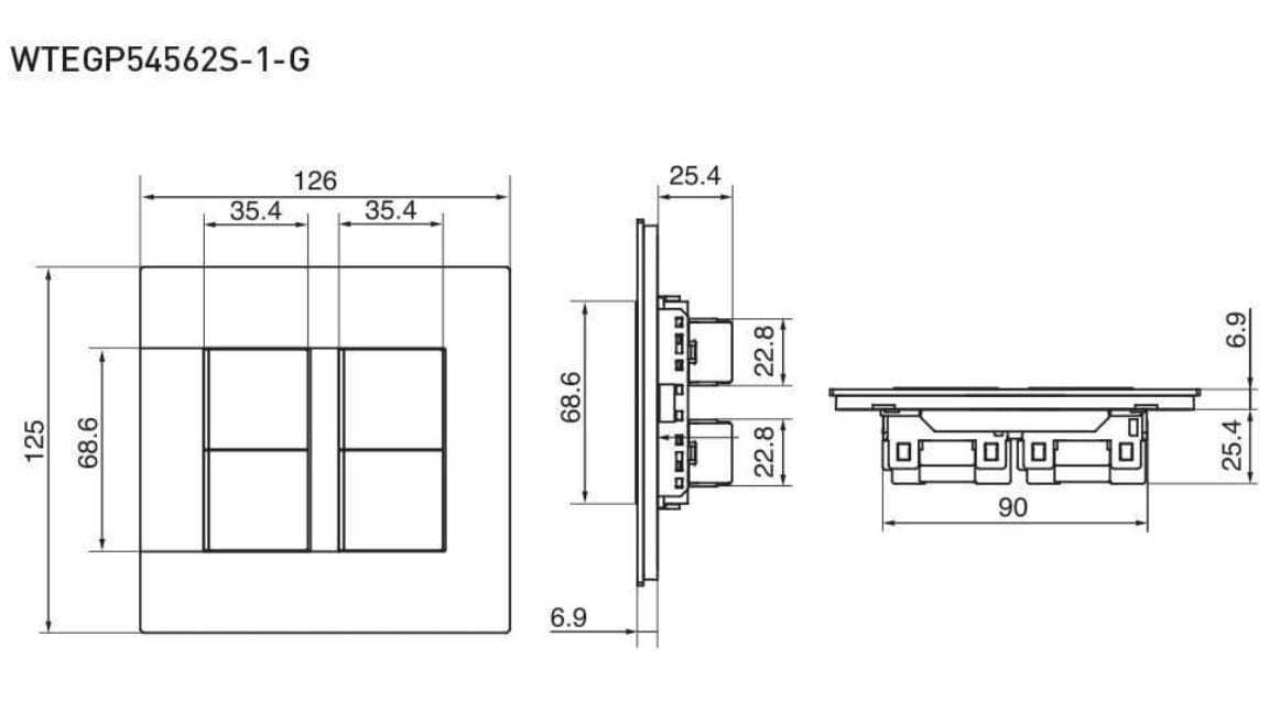 Bộ 4 công tắc 2 chiều Panasonic WTEGP54562S-1-G dòng Gen-X Bộ 4 công tắc 2 chiều Panasonic WTEGP54562S-1-G dòng Gen-X