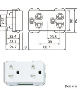 Ổ cắm điện đôi 3 chấu Panasonic Wide